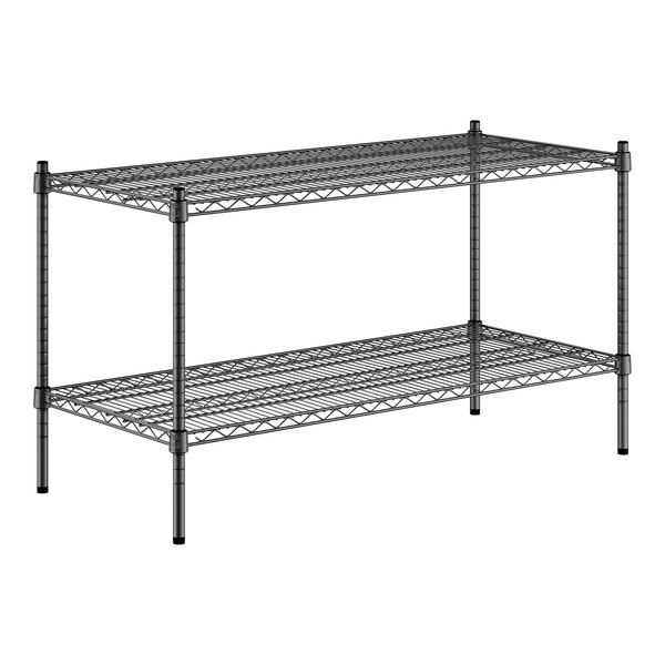 A Regency black metal wire shelving kit with two shelves.