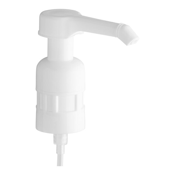A white plastic foaming soap or sanitizer pump.