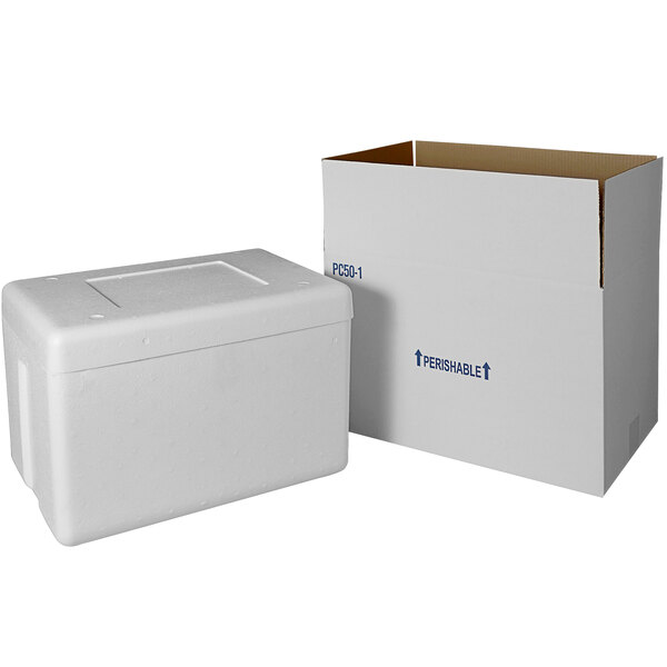 Lavex Industrial Insulated Shipping Box with Foam Cooler 19 1/2" x 12 1/2" x 12 1/2" - 1 1/2" Thick