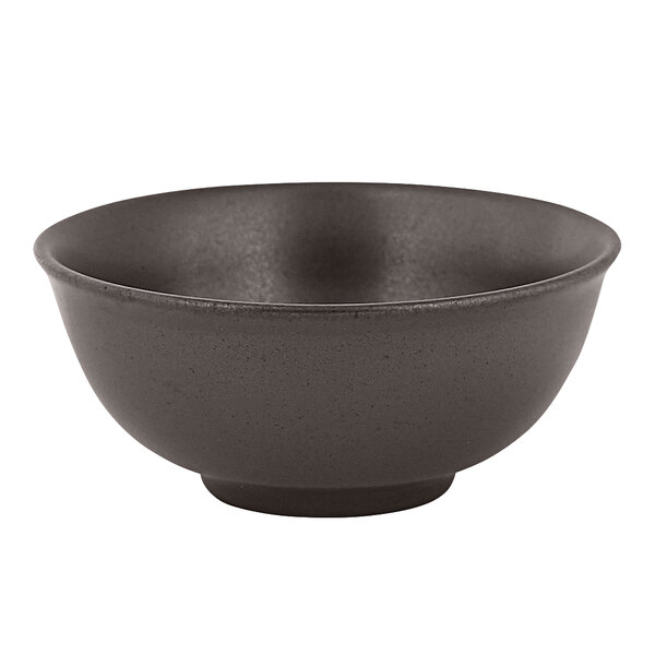 A close-up of a cocoa-colored RAK Porcelain Genesis bowl.