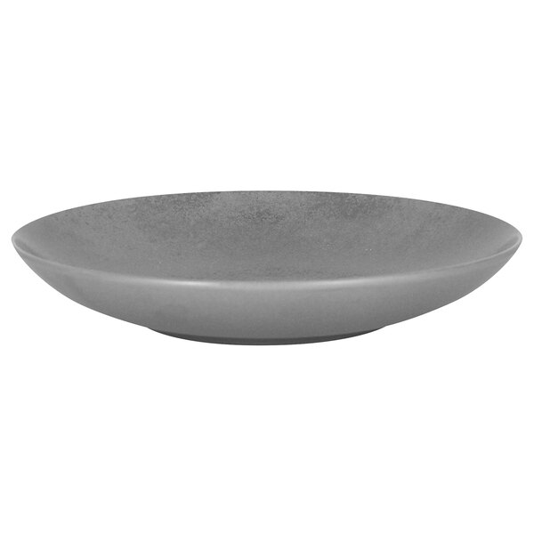 A grey RAK Porcelain deep coupe plate.