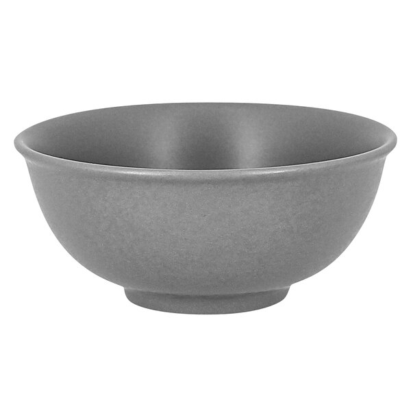 A close-up of a RAK Porcelain grey bowl.