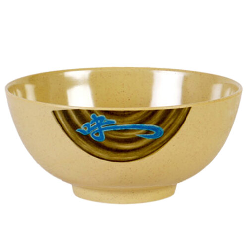 A Thunder Group Wei melamine rice bowl with a blue design.