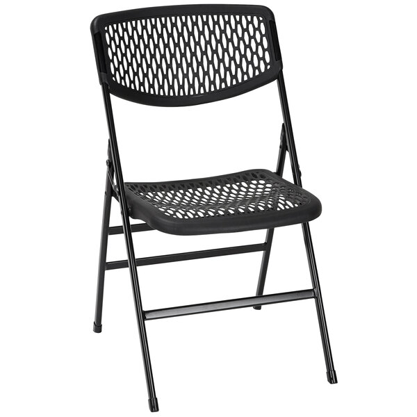 Bridgeport Essentials C863BP60BLK2E Black Resin Folding Chair with Mesh