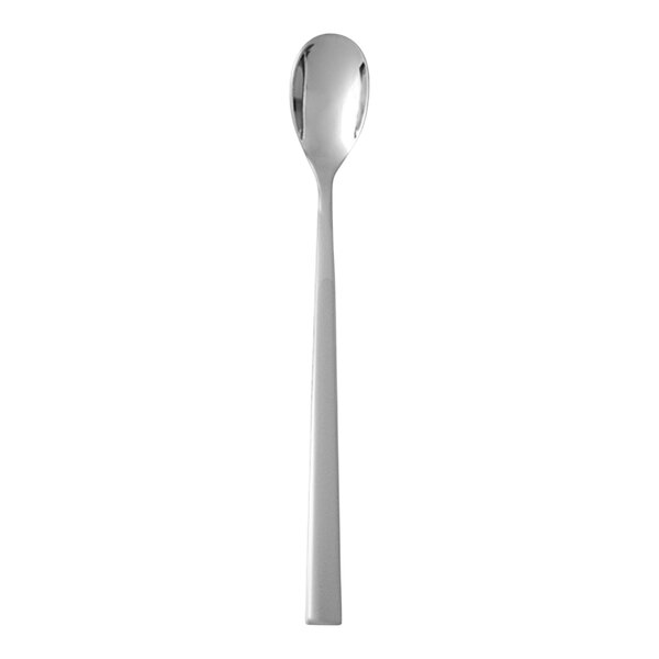 A Fortessa stainless steel iced tea spoon with a long handle and a silver tip.