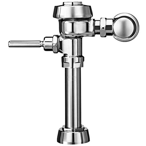 A Sloan chrome Royal water closet flushometer with a handle.