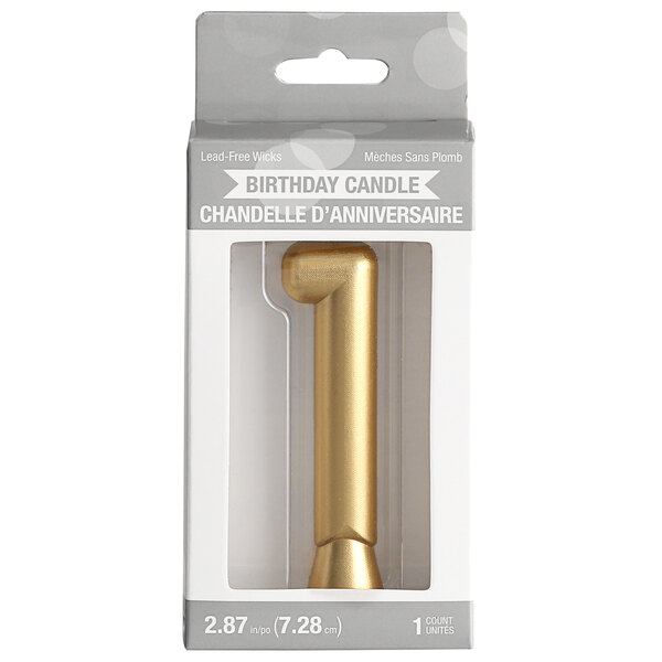 Creative Converting 339954 3" Gold "1" Candle