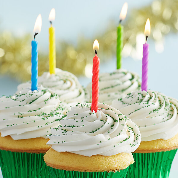 Creative Converting 347185 Rainbow Color Spiral Candle 24/Pack