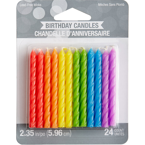 Creative Converting 347185 Rainbow Color Spiral Candle 24/Pack