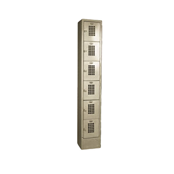 Winholt WL-66/15 Single Column Six Door Steel Locker with Perforated Doors - 12" x 15" x 78"
