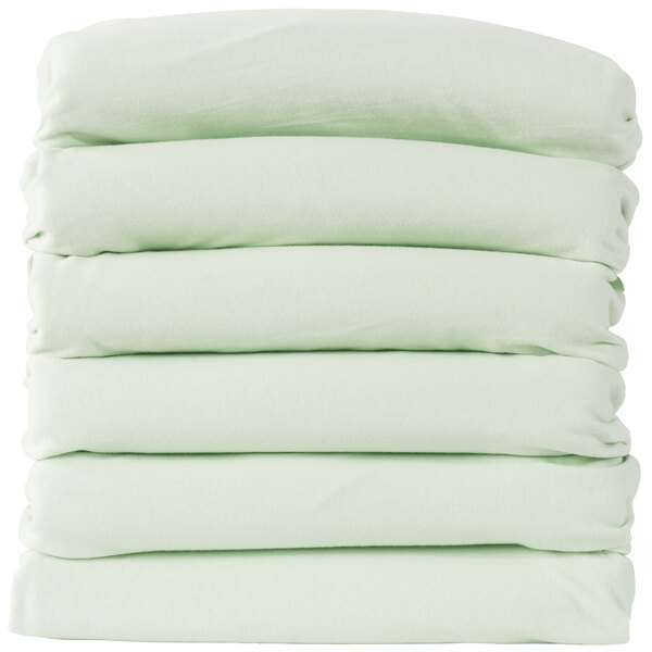 Foundations FS-NF-MT-06 SafeFit 38" x 24" x 4" Mint 100% Cotton Elastic Fitted Sheets for 1"-4" Compact Crib Mattresses - 6/Pack