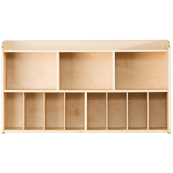 Foundations 1776047 Serenity 44 1/2" x 12 1/2" x 25" 11-Compartment Natural Wood Wall-Mount Diaper Organizer