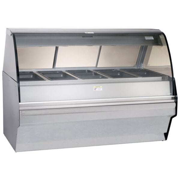 Alto-Shaam TY2SYS-72 SS Stainless Steel Heated Display Case with Curved Glass and Base - Full Service 72"