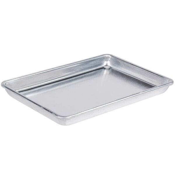 Baker's Mark Heavy-Duty Quarter Size 16 Gauge 9 x 13 Wire in Rim Aluminum Bun / Sheet Pan