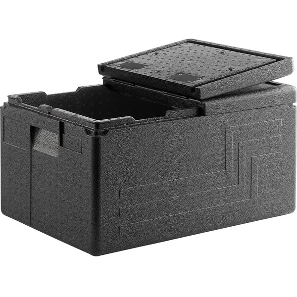 Cambro Cam GoBox® Black Flip Lid Top Loading EPP Insulated Food Pan ...