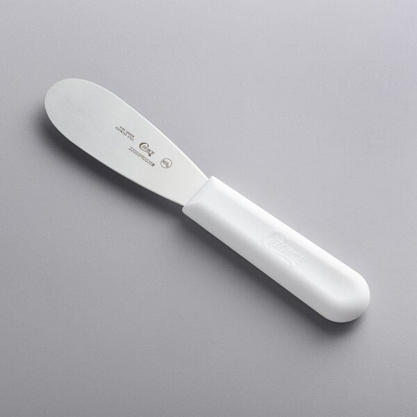Choice 3 1/2 Smooth Stainless Steel Sandwich Spreader with Red  Polypropylene Handle