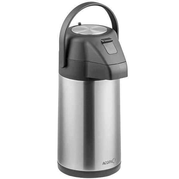 4 Liter Stainless Steel Lined Airpot With Lever Black Silver Push Button Lid 