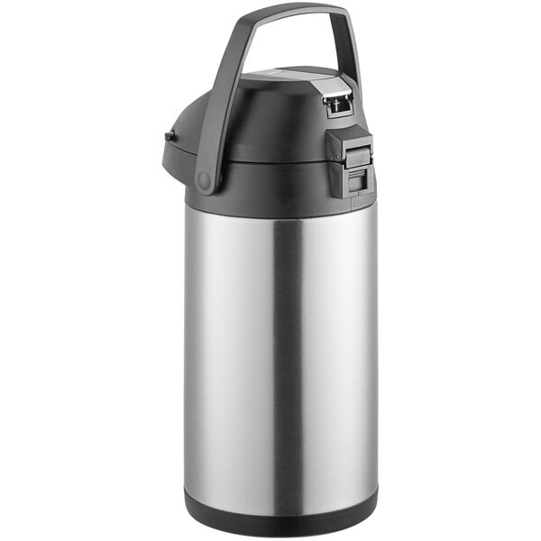 4 Liter Stainless Steel Lined Airpot With Lever Black Silver Push Button Lid 