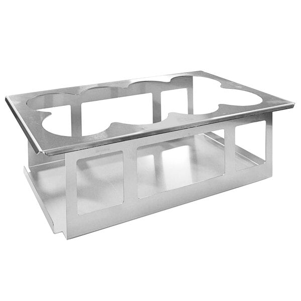 A silver metal Server stainless steel tray with 8 holes.