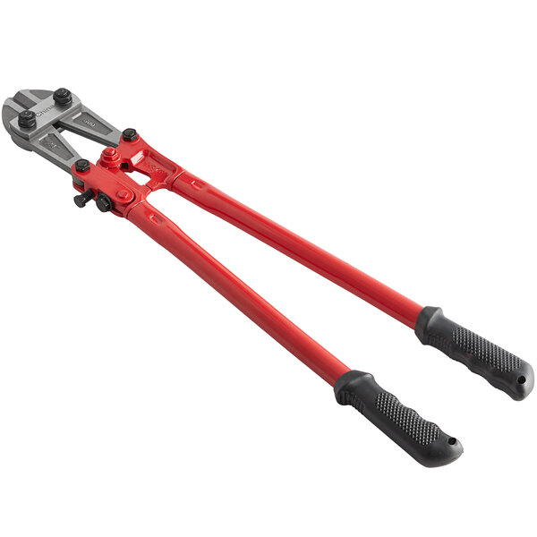 An Olympia Tools red and grey bolt cutter.