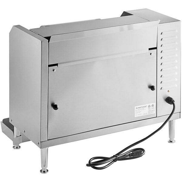 An Avantco vertical conveyor bun toaster with a black cord.
