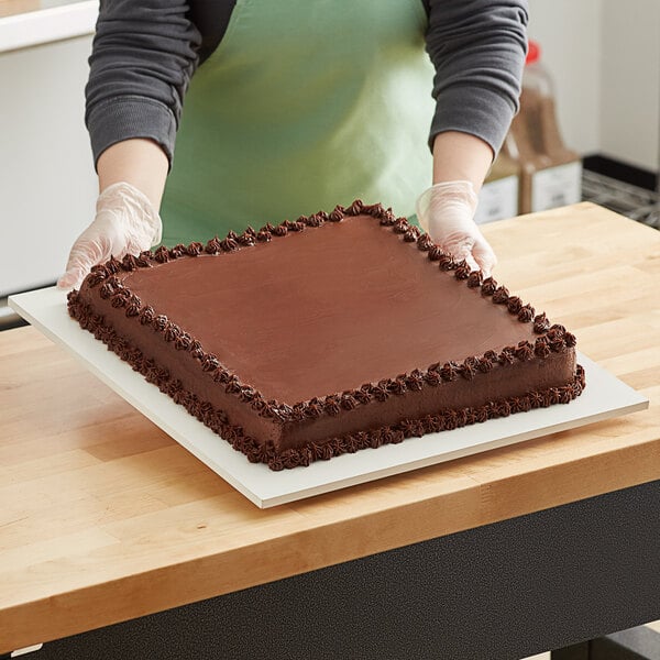 18 x 18 White Square Melamine-Coated Wood Cake Board with Feet