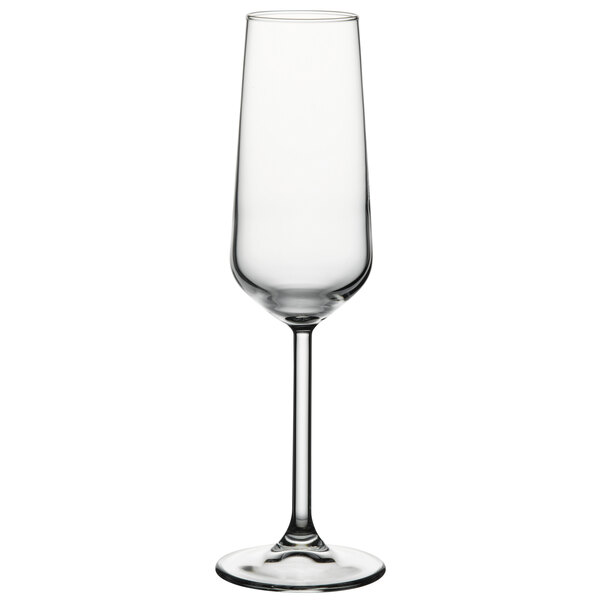 A Pasabahce Allegra clear wine flute with a stem.