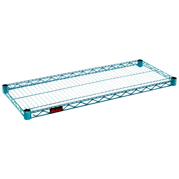 An Eagle Group blue metal shelf with white wire.