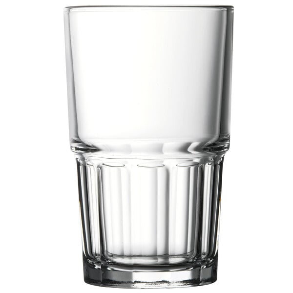 A Pasabahce highball glass with a clear background.