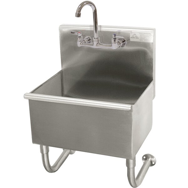 Advance Tabco WSS-14-21-F 16-Gauge Stainless Steel Service Sink with 12" Deep Bowl and 1 Manual Faucet - 18" x 17 1/2"