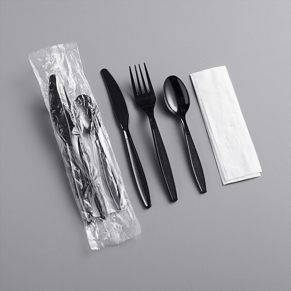 Plastic Cutlery Sets - Black Flatware Sets