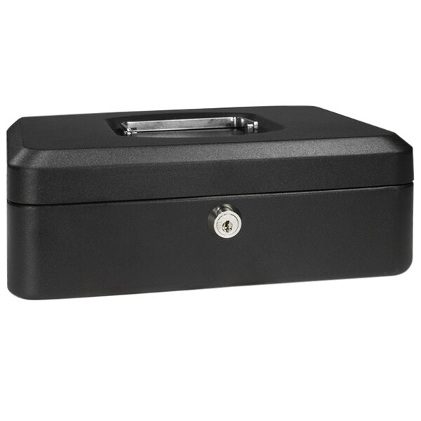 Barska CB11830 8" x 6 5/16" x 3 1/2" Small Black Steel Cash Box with