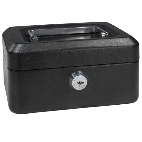 Barska CB11828 6" x 4 1/2" x 3 1/8" Extra Small Black Steel Cash Box with Key Lock and Handle