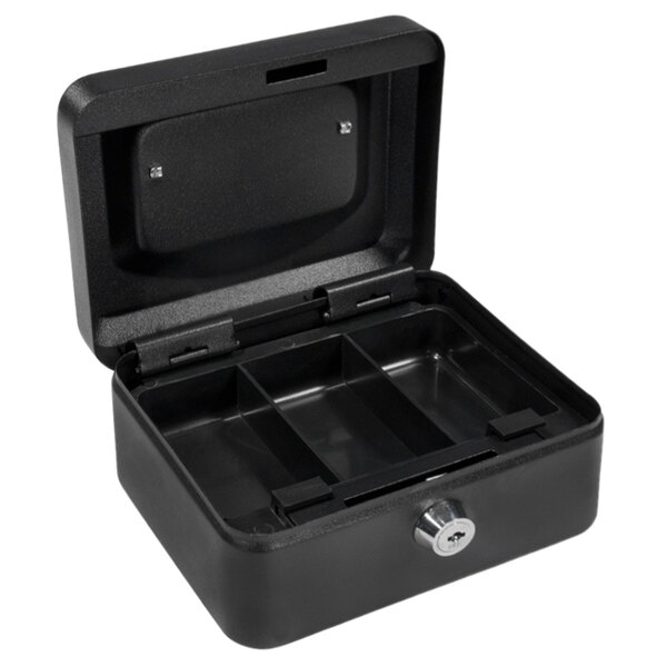 Barska CB11828 6" x 4 1/2" x 3 1/8" Extra Small Black Steel Cash Box with Key Lock and Handle