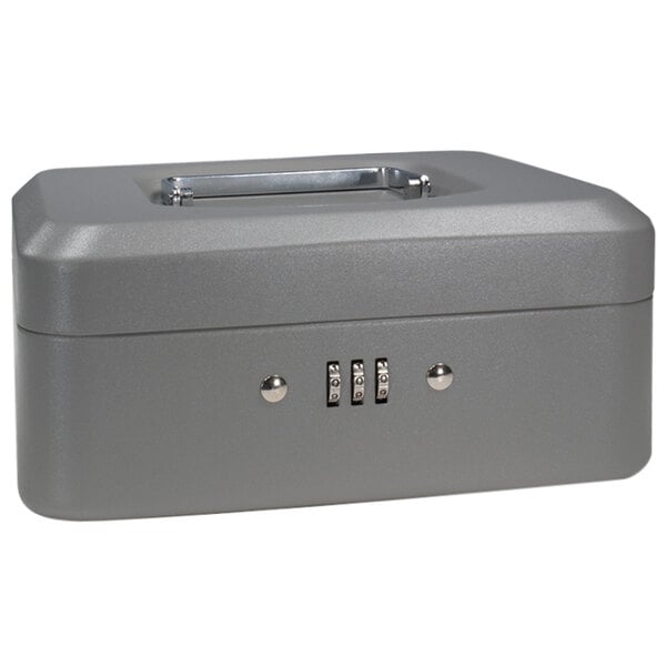 Barska CB11784 8" x 6 5/16" x 3 1/2" Small Gray Steel Cash Box with Combination Lock and Handle