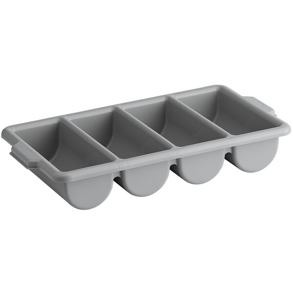 Details about   Choice Gray 4-Compartment Polyethylene Cutlery Box with Handles 