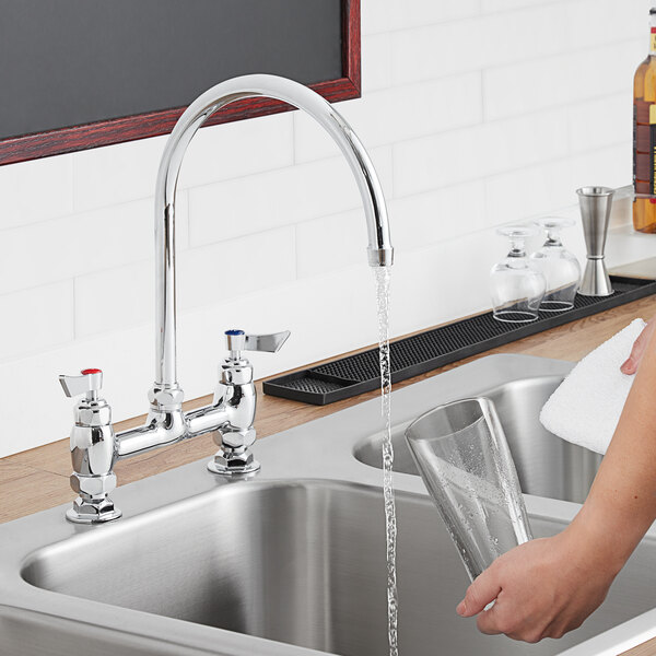 Waterloo Deck Mount Faucet with 10" Gooseneck Spout and 8" Centers