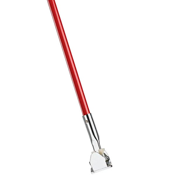A chrome plated metal handle with a red Libman label.