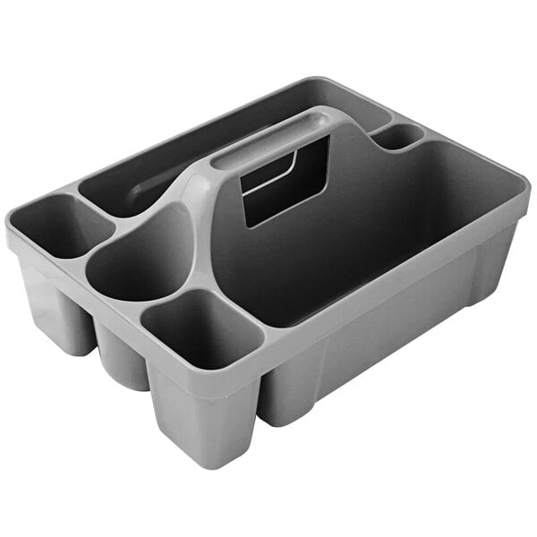 A grey plastic Libman Maid Caddy with four compartments.