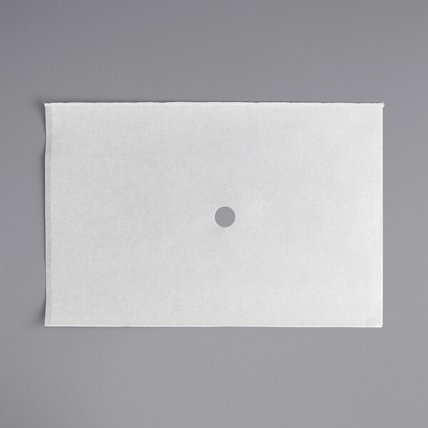 FMP non-woven rectangular white filter paper with a center hole.