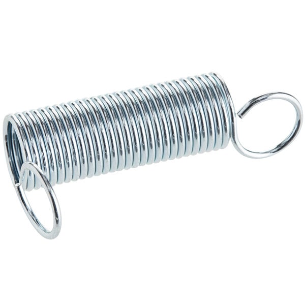 A close-up of a Estella right tension spring for dough sheeters on a white background.