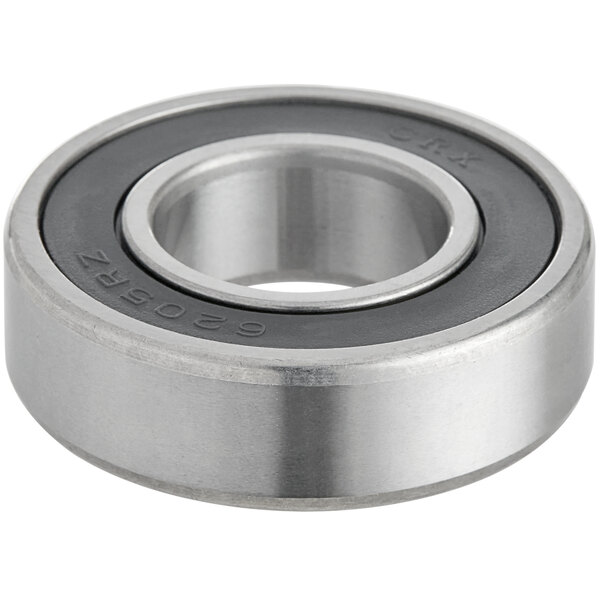 A stainless steel bearing ring for a spiral mixer.