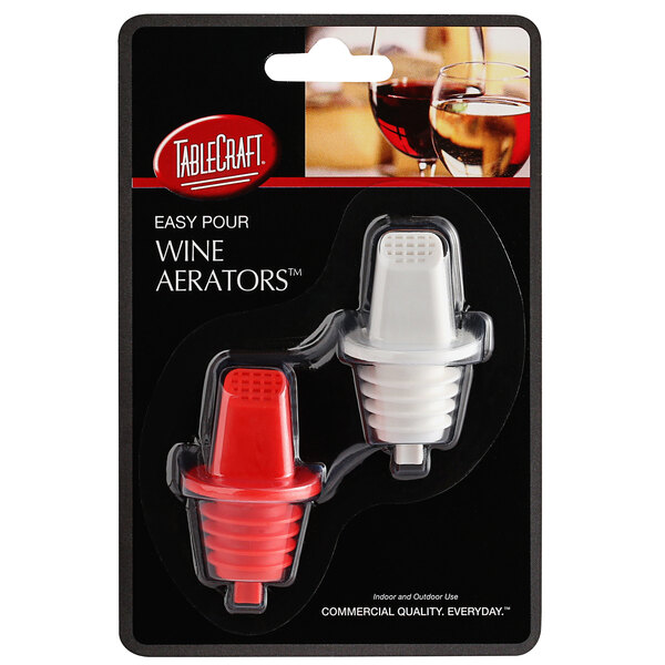 Tablecraft H33BK Easy Pour Red and White Plastic Wine Pourer / Aerator