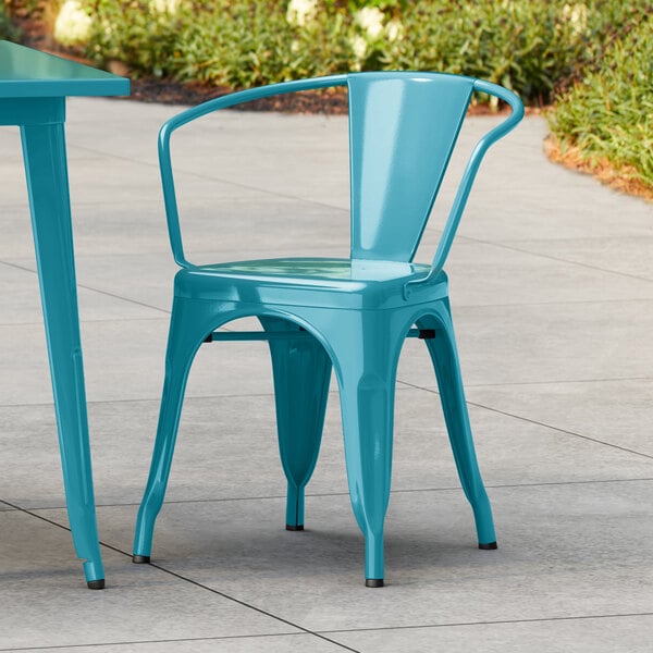 Lancaster Table & Seating Alloy Series Teal Topaz Outdoor Arm Chair