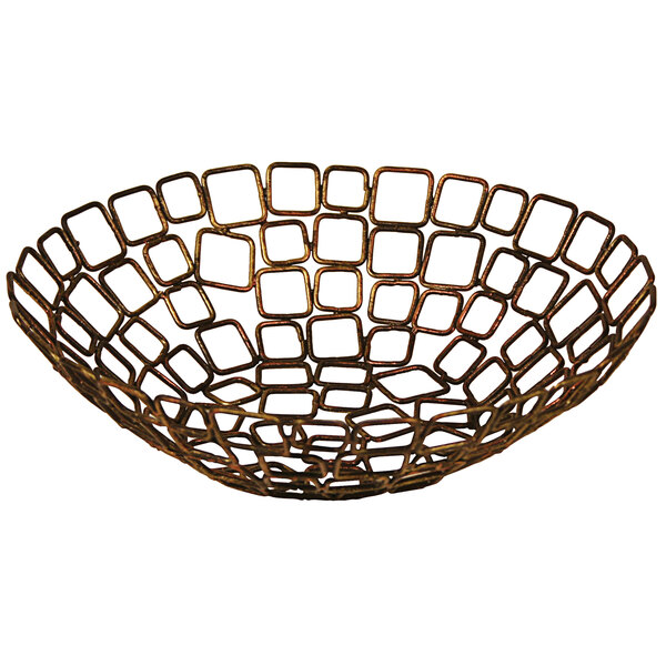 A Front of the House coppered fused iron basket with a geometric link design.