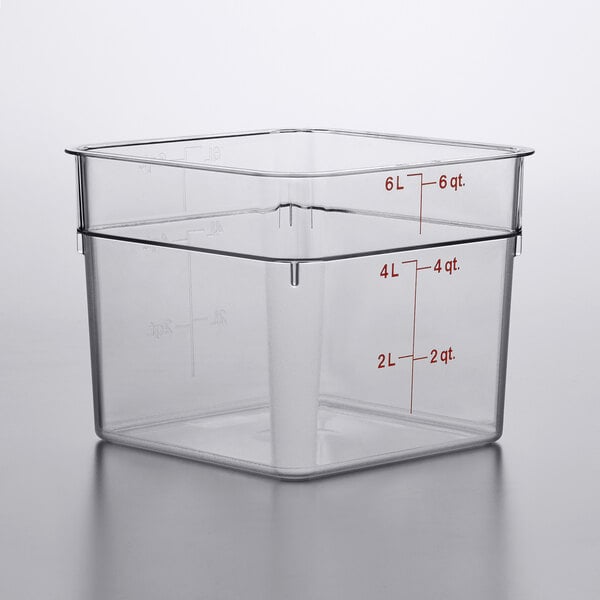 Cambro 6SFSCW135 6 qt Clear Square CamSquare Food Container