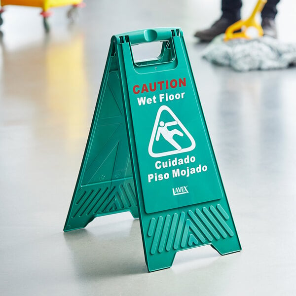 Lavex 25" Green Caution Wet Floor Sign