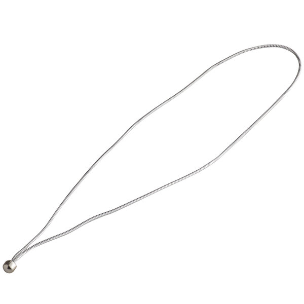 An 8" silver elastic menu band with silver clasps.