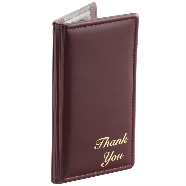 H. Risch 5000P 5" x 9" Wine "Thank You" Double Panel Check Presenter