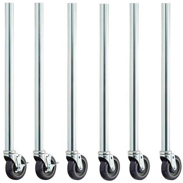34" Galvanized Steel Legs with 5" Casters - 6/Set